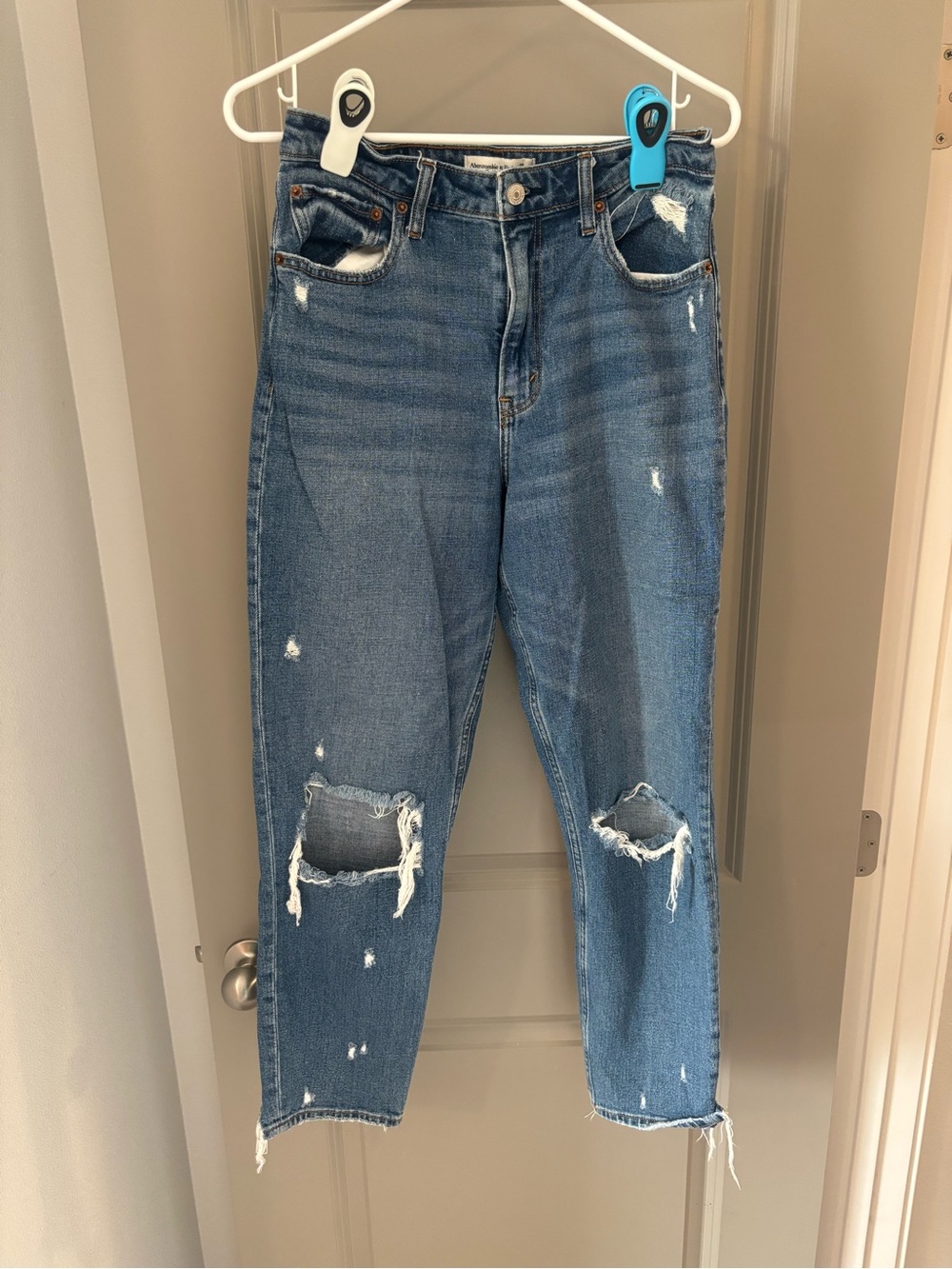 Abercrombie & Fitch Distressed Blue Boyfriend Jeans